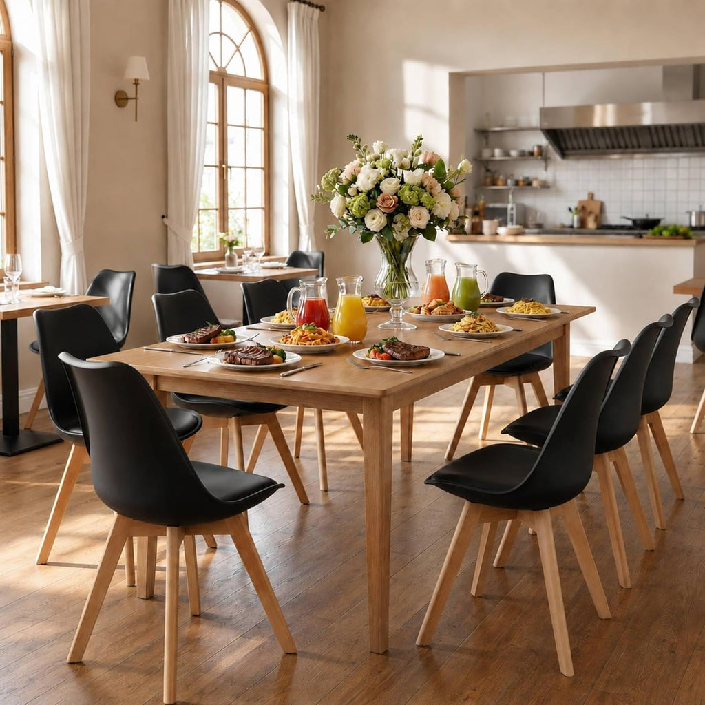 Dining Chairs Set of 4, Modern Upholstered Dining Room Chairs with PU Leather Padded Seat, Armless Kitchen Chairs