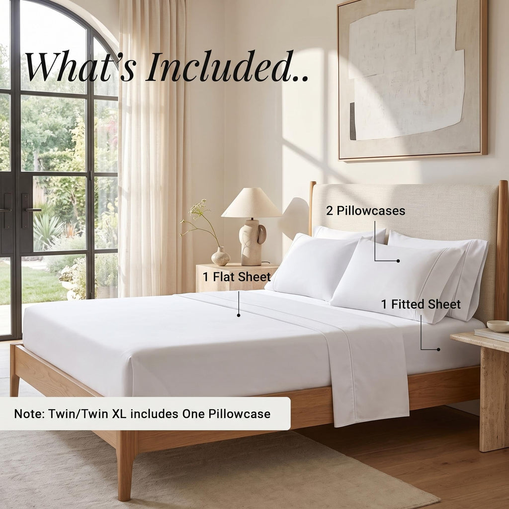 300 Thread Count Egyptian Cotton Sheet Set, Solid Bedroom Sheets, Bedding, Essentials, Home Basics, 1 Elastic Deep