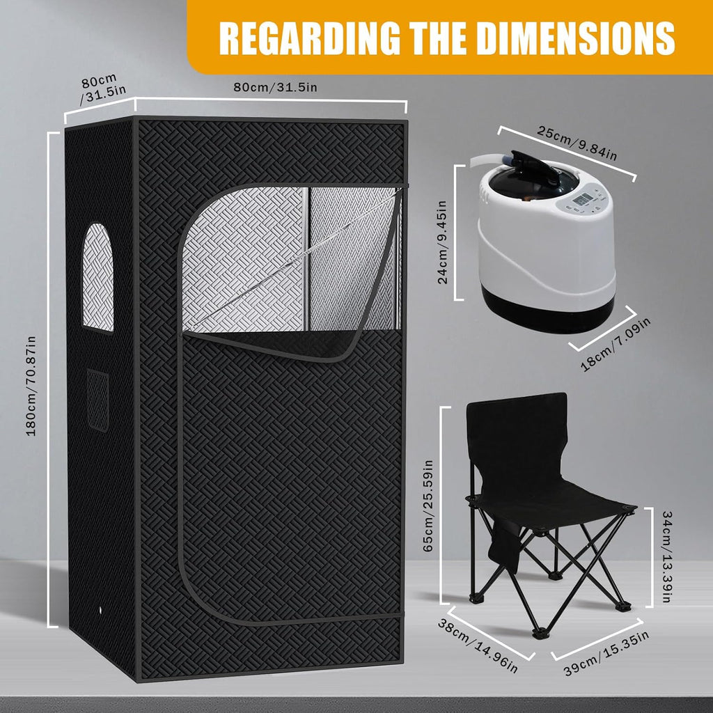 Sauna Box, Portable Steam Sauna for Home with 1000W 3L Steamer, 9-Level Temperature Control & Remote