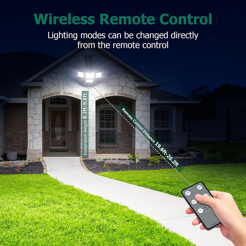 4500LM Solar Lights Outdoor, 4 Adjustable Heads Motion Sensor Lights, 3 Modes, 6500K, IP65 Waterproof Solar Security