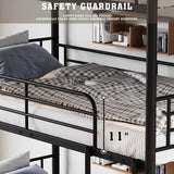 Twin Triple Bunk Bed for 3, bunk Bed for 3 Person, 3 bunk beds for Kids/Adults/Teenagers, Black Split into 3beds