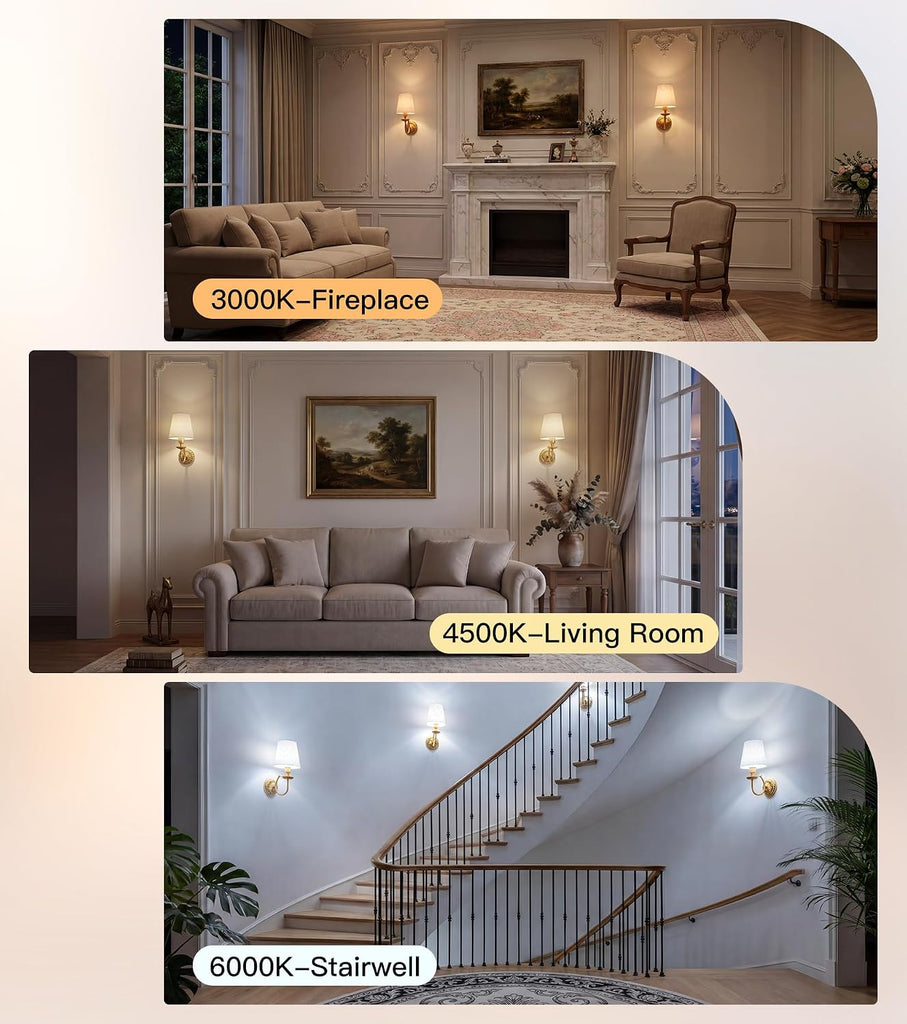 Wireless Wall Sconces Set of Two 14"H, 5300mAh Battery Operated Wall Sconce, Rechargeable Bulbs with Remote, 15