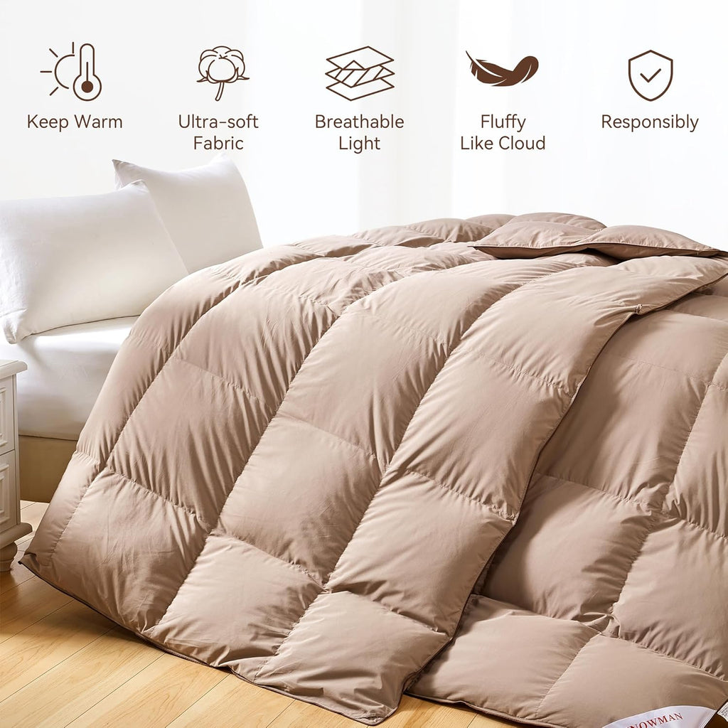 Premium Down Comforter Queen, Luxurious All Season Duvet Insert with Cotton Blended Fabric