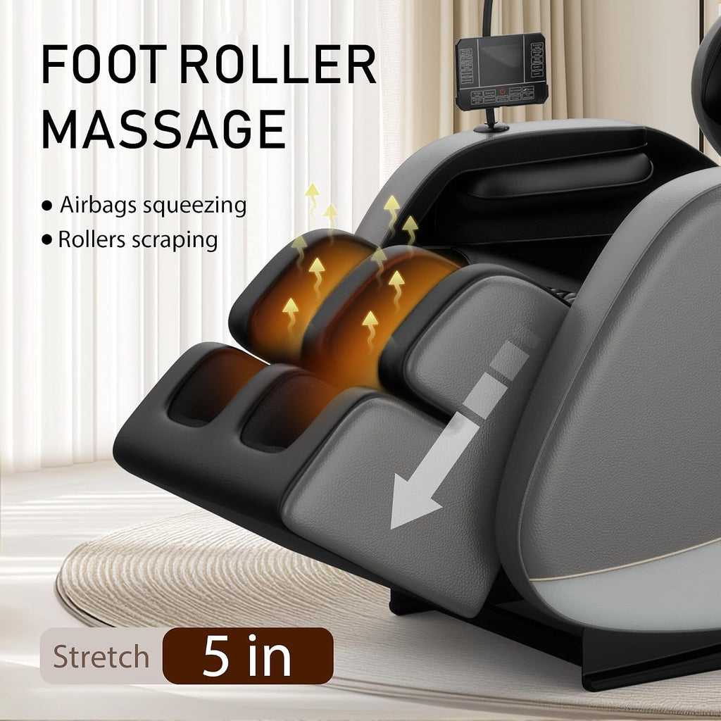 Massage Chair Full Body, Zero Gravity Massage Recliner Chair with Foot Shiatsu & Back Heating, 6 Fix Point Rollers