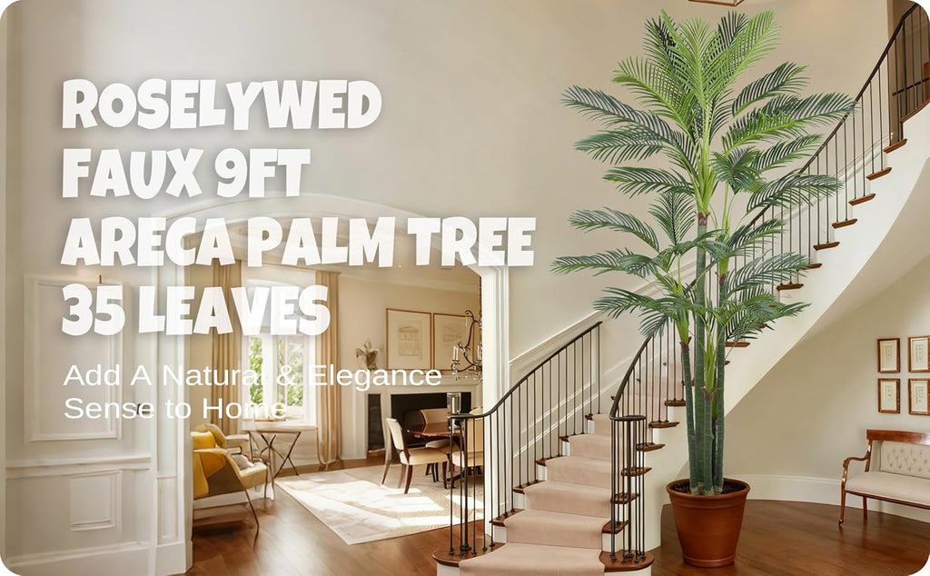 Artificial Areca Palm Tree 9FT with 35 Leaves Deluxe Realistic Tall Large Fake Faux Tropical Silk Plant 108 Inch