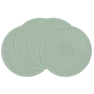 Round Placemats Set of 4 Woven Braided Table Placemats 15 inch Cotton Polyester Place Mats Washable Table Mats Indoor