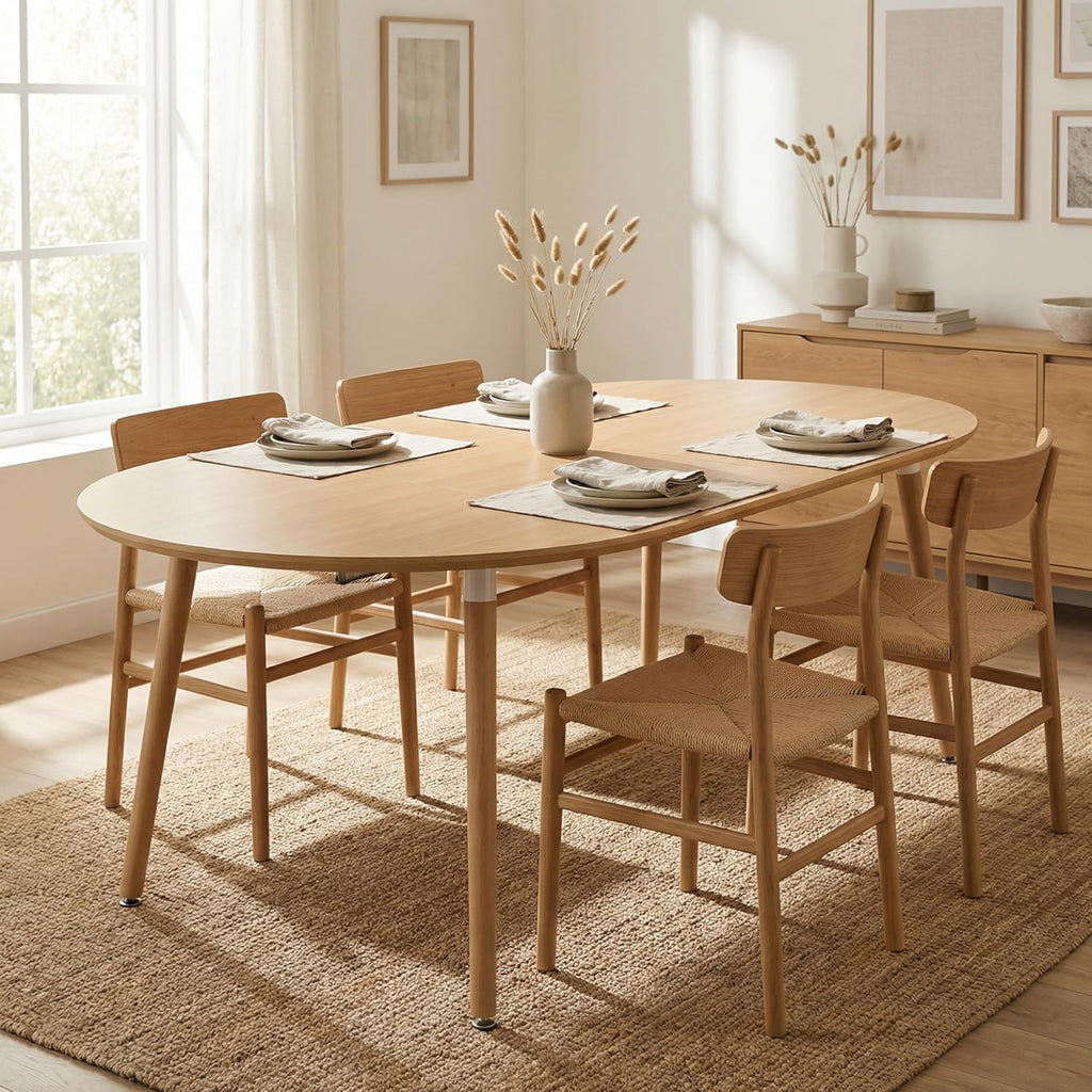 Extendable Round Dining Table for 4 6 Wooden Dining Room Table 39" to 70" Modern Kitchen Table for Dining Room Office