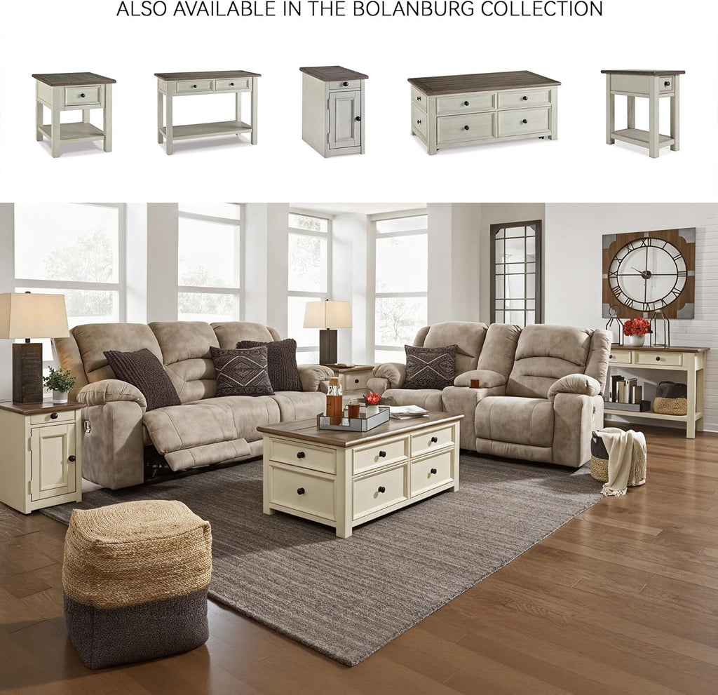 Bolanburg Lift-Top Coffee Table with Storage Two-Tone Rustic Farmhouse Cocktail Table - Brown/White