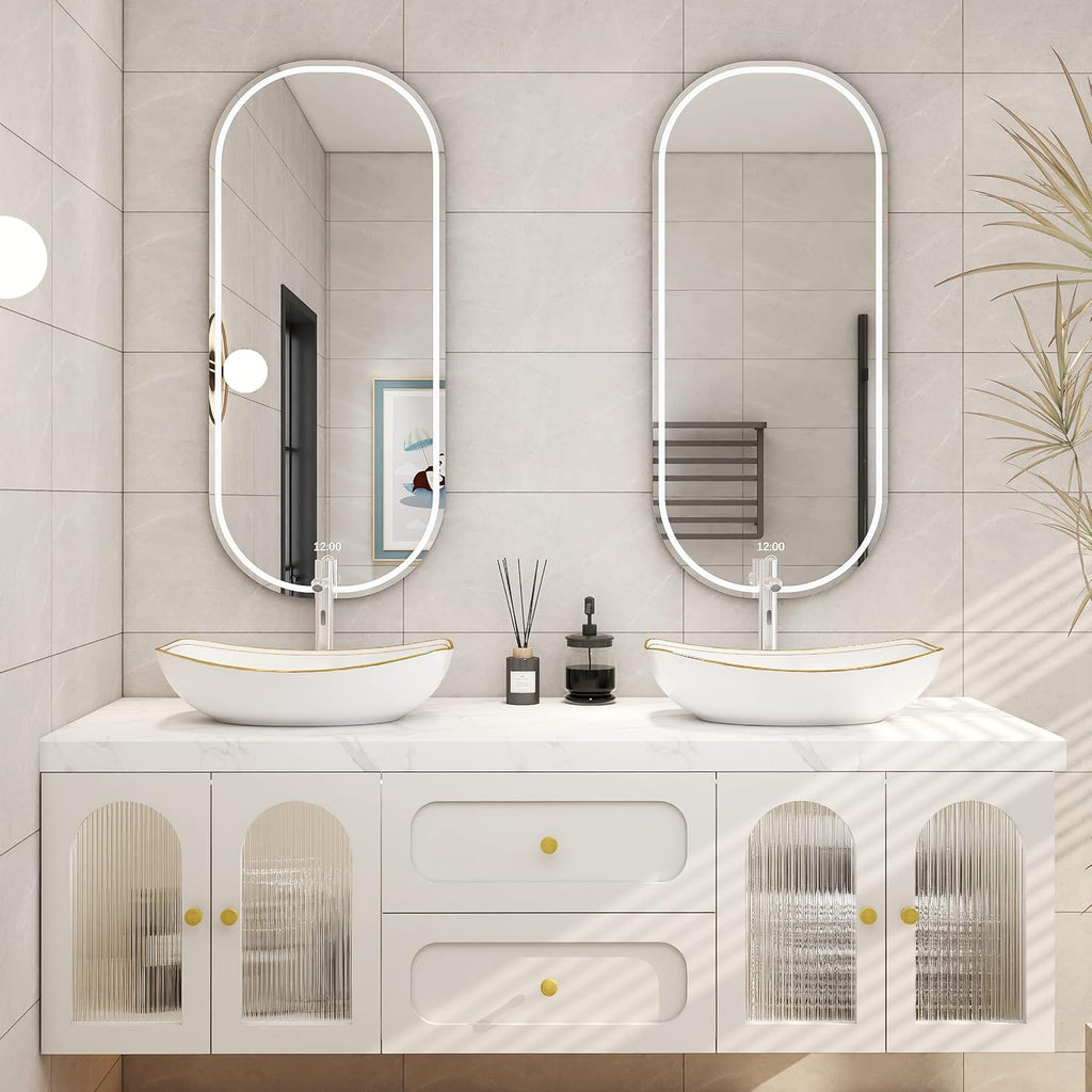 22 X 16 inch LUXURY GOLD rim Oval Vessel, Above Counter Bathroom Sink, Porcelain Ceramic Vessel Vanity Sink