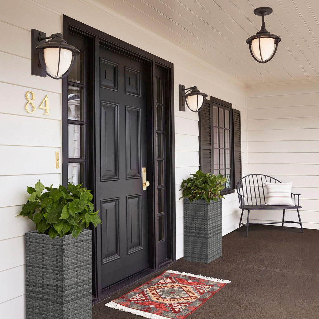 2 Pack Tall Planters for Outdoor Rattan Square Box 12x12x24inch