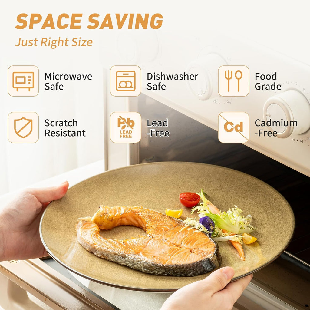 Plates and Bowls Sets, 12 Pieces Modern Stoneware Dinnerware Set for 4 Kitchen Dinner Set Ceramic Dishware Dishes Set