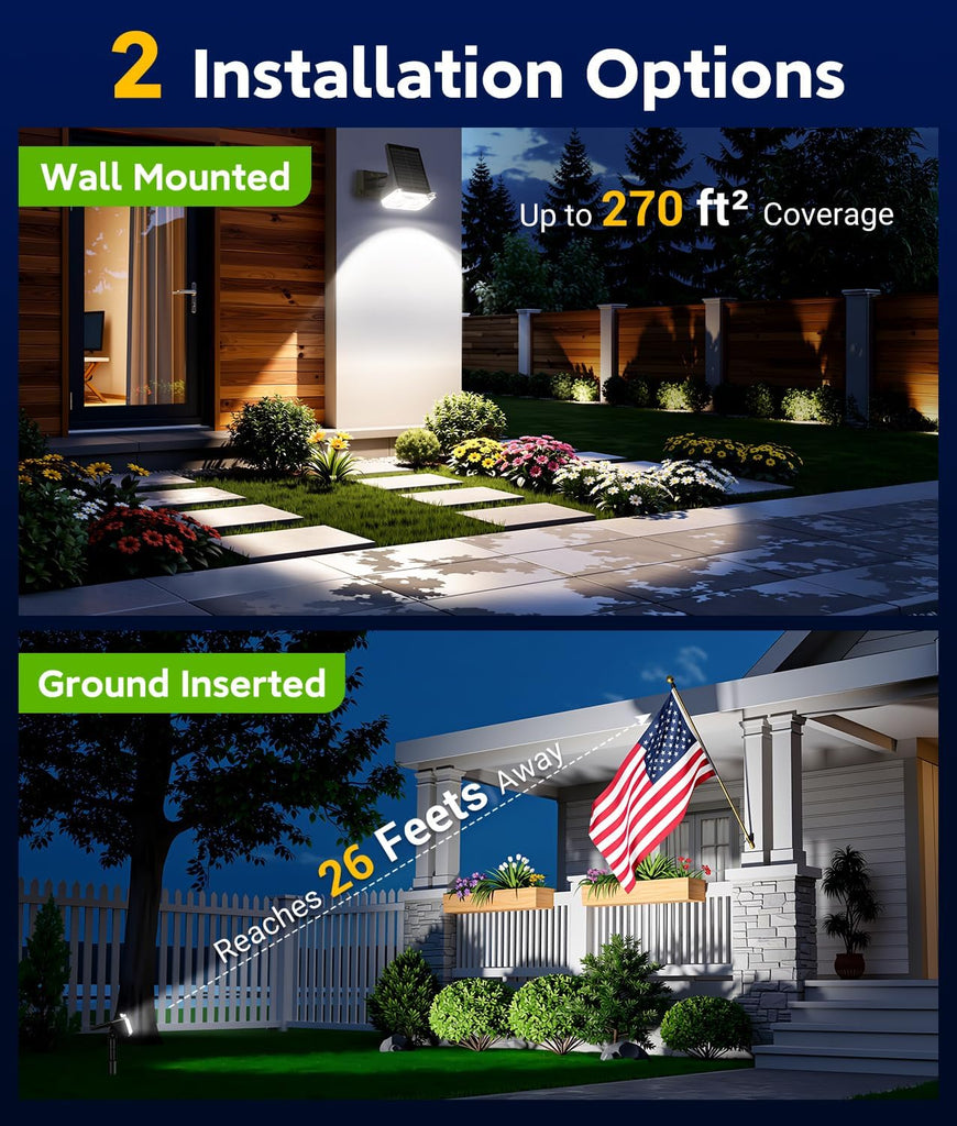 Solar Lights Outdoor Waterproof IP65, 6 Pack Solar Spot Lights Outdoor With 14 Big LEDs, 2-in-1 Wall Lights & 2 Modes