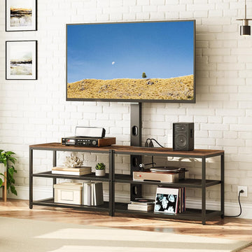 59" TV Stand with Mount and 4 Power Outlets, Entertainment Center Media Console, Swivel TV Stand Mount up to 75 inch