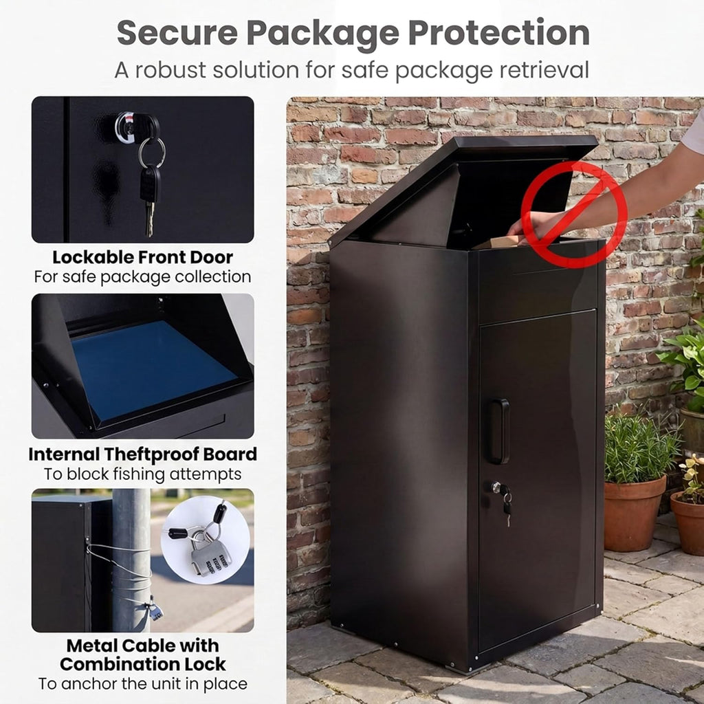 Large Outdoor Package Delivery Box Galvanized Steel Mailbox with Lockable Door, Combination Lock