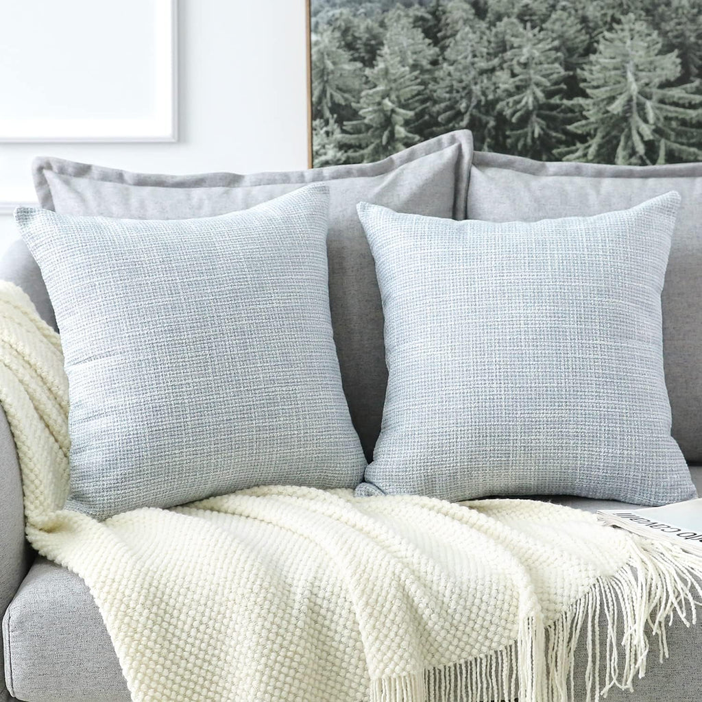 Linen Throw Pillow Covers Set of 2 Decorative Square Pillowcases Cushion Covers 20x20 Inch