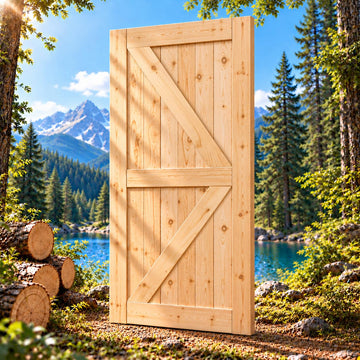 42in x 84in Barn Door, Unfinished British Brace Barn Door/Modern Style/Solid Wood/Simple Assembly is Required