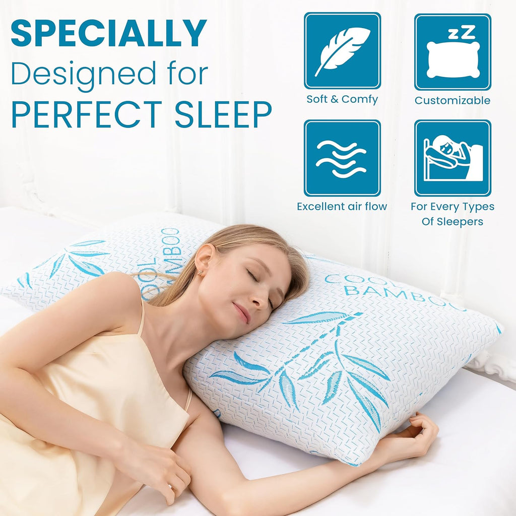 Body Pillow for Sleeping, Shredded Memory Foam Adjustable Bed Pillow with Hypoallergenic, Removable/Washable Zipper
