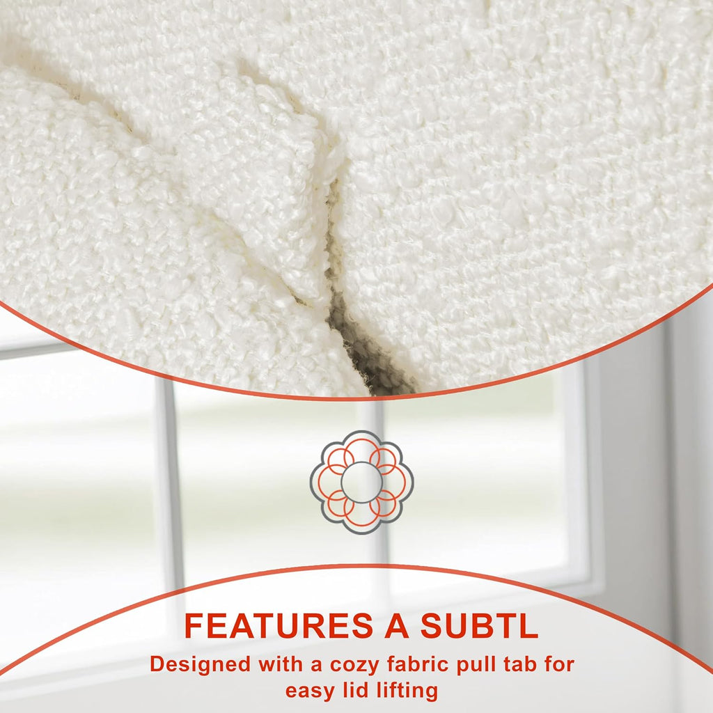 18" Storage Round Ottoman - Cream Boucle