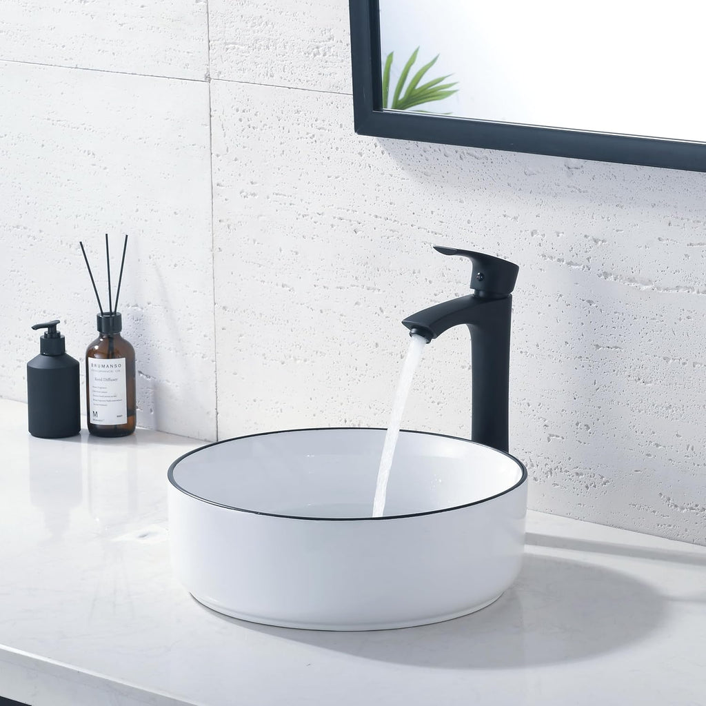 Round Vessel Sink with Faucet and Drain Combo