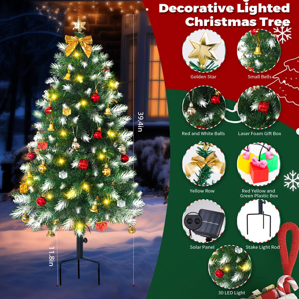 Christmas Tree Solar Lights, Outdoor Decorations, 2 Pack
