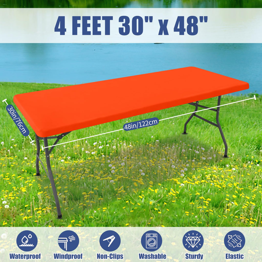 Rectangle Spandex Fitted Table Cloth, 4FT Elastic Tablecloth