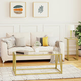 Glass Coffee Table, Gold Coffee Tables, Gold Glass Coffee Table,1 Layer Center Table, Modern, 39.4 x 19.7 x ...