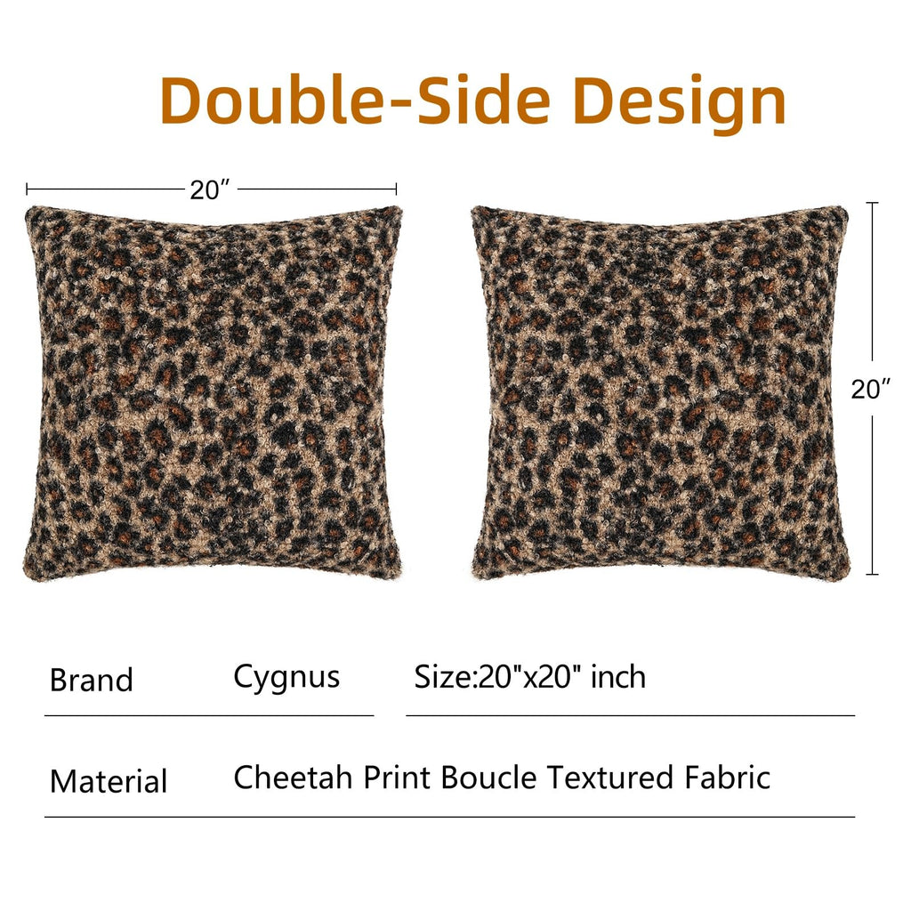 Cheetah Print Boucle Throw Pillow Covers 20x20 Inch