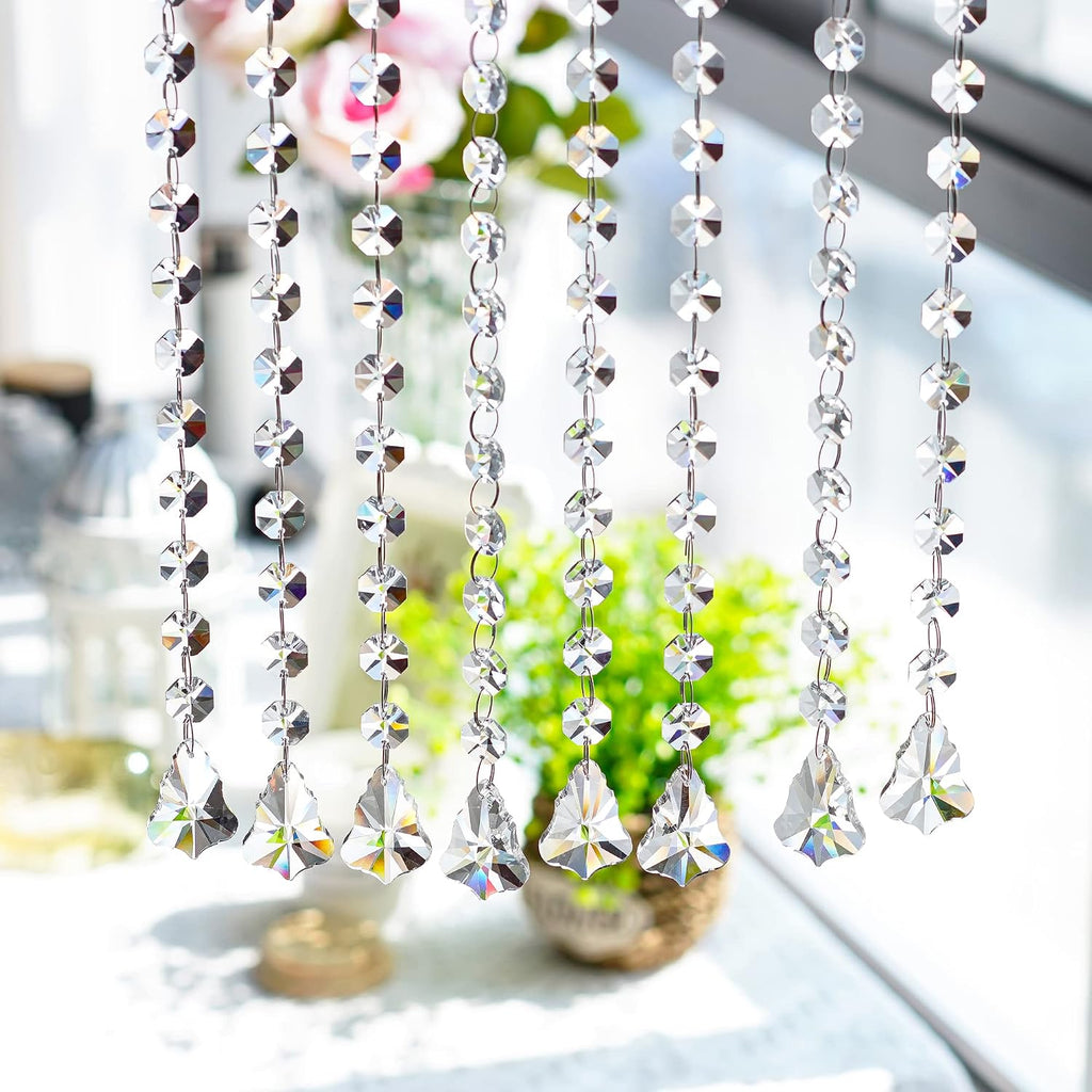 10 Pack Hanging Chandelier Maple Leaf Crystals