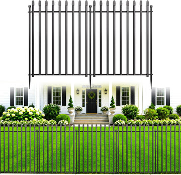 10 Panels No Dig Decorative Garden Fence, 32in(H)×22ft(L) Heavy-Duty Rustproof Metal Panels, Outdoor Dog Barrier for