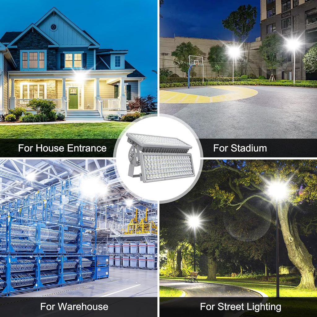 200W LED Flood Light, 28000LM 6500K Daylight Exterior Court Lighting | IP67 Waterproof & Rugged, Flicker-free, 10KV