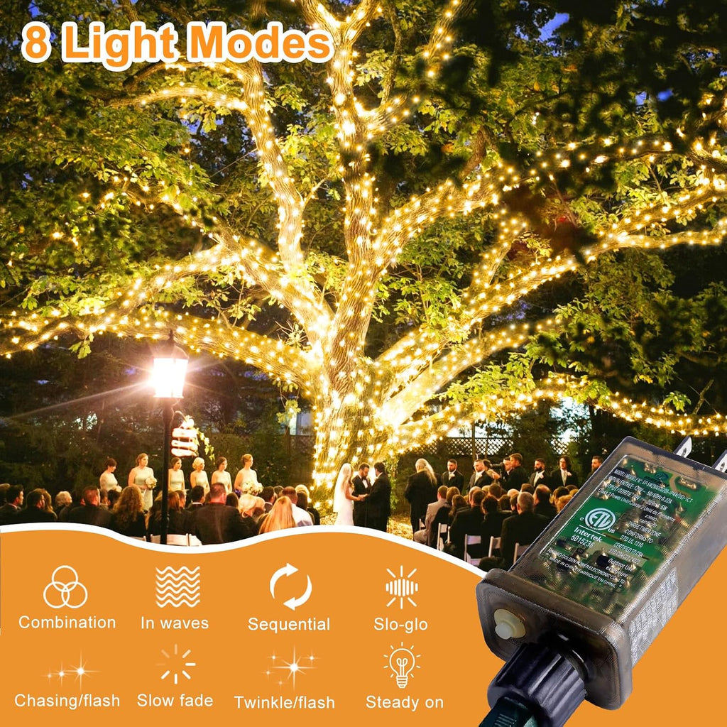 403FT 1000 LED Christmas Lights Outdoor String Lights with 8 Modes Timer Waterproof Fairy Light Plug in for Outside