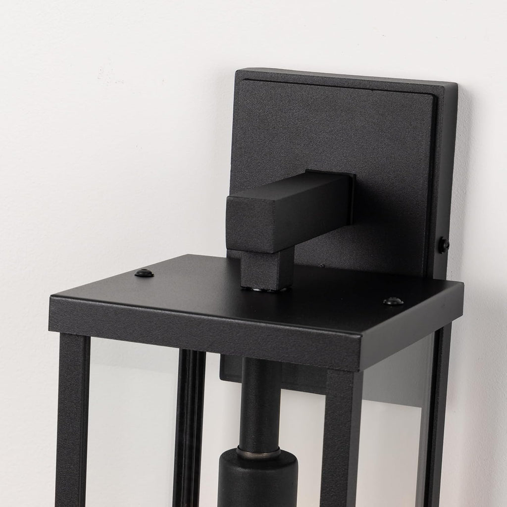 18" Classic Outdoor Wall Sconce 1 Light in Matte Black Rectangular Metal Frame and Clear Glass Shade Waterproof Porch