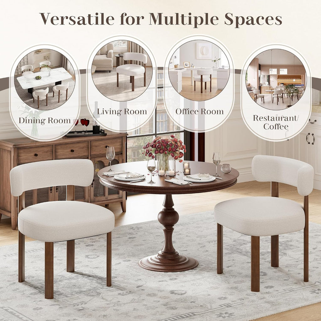 Wooden Dining Chairs Set of 4, Upholstered Kitchen Chairs with Solid Wood Legs, Mid Century Dining Room Chair with