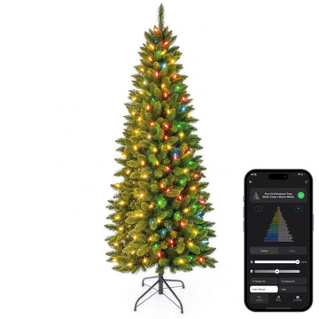 6ft Slim Smart Christmas Tree, Prelit Warm White & Multicolor LEDs