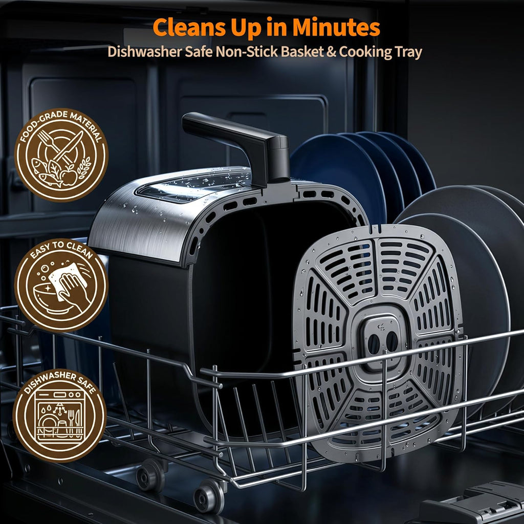 9.5Qt Large Air Fryer Oven, 12 Printed Presets Airfryer Toaster Oven Combo, Non Toxic Stainless Steel Air Fryer with