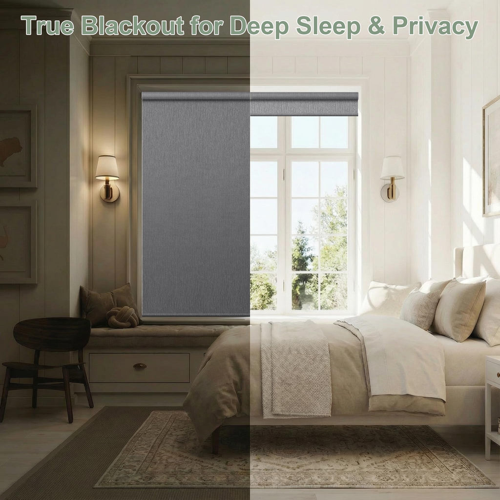 Motorized Blackout Roller Shades Remote Control Rechargeable(82164D)