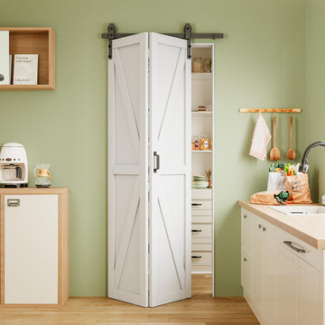25" x 84" Pre-Assembled Solid Core Panels Bifold Barn Door and Hardware