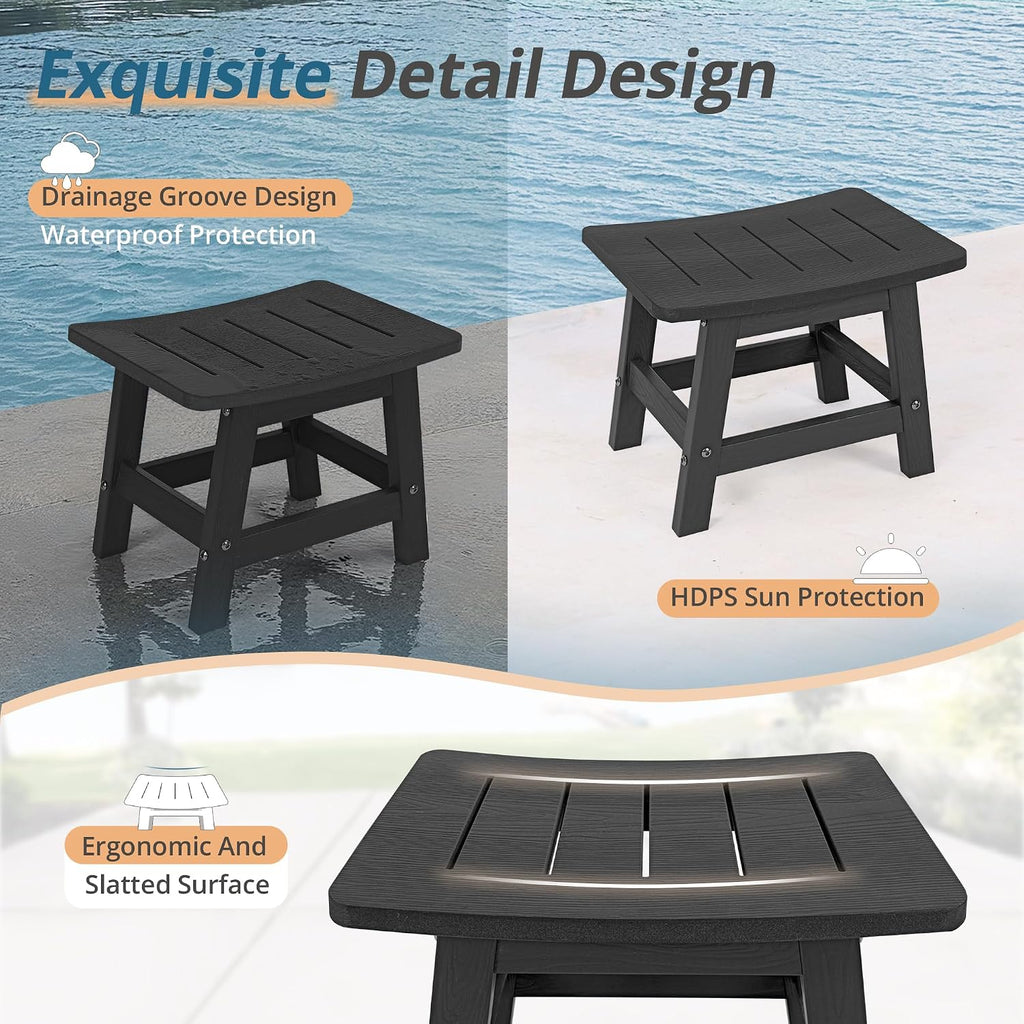Outdoor Adirondack Ottomans, Footrest Footstool Set of 2, Outdoor Foot Rest , HDPS All Weather Waterproof Footrest