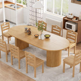 43-95 inch Long Round Extendable Dining Table for 4-10, Space Saving Oval Large Dinner Kitchen Table with 3 Leaf, 2