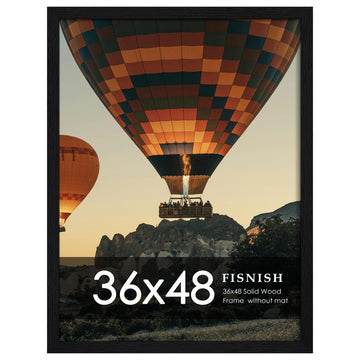 36x48 Solid Wood Picture Frame, Wall Mount, Black Woodgrain, 1 Pack