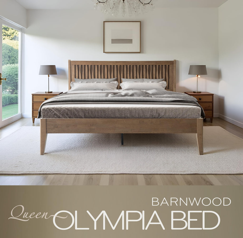 Queen Size Bed Frame with Headboard & Footboard Solid Wood Platform Bed, Metal Legs, 12 Sturdy Slatted Structure, No