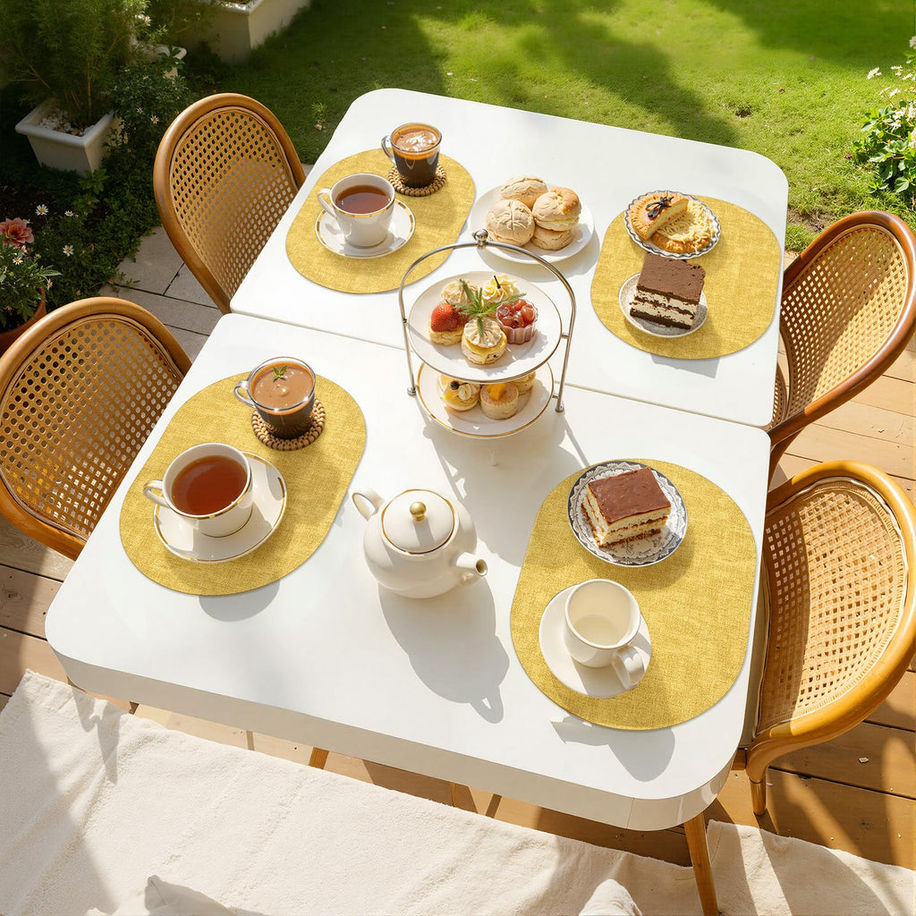 Heat Resistant Oval Placemats Set of 4, Yellow