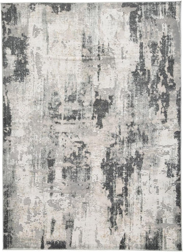 Mazatl Contemporary Medium Pile Abstract Design Rug, Cream, Gold & Gray