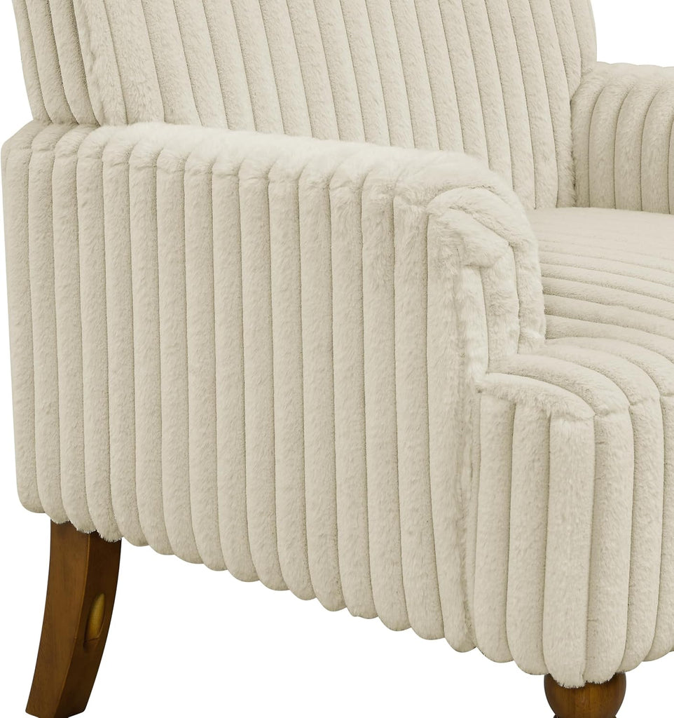 Accent Chair , Comfy Upholstered Mid-Century Reading Chair with Solid Wood Legs, Wide Singe Mid-Century Lounge Sofa