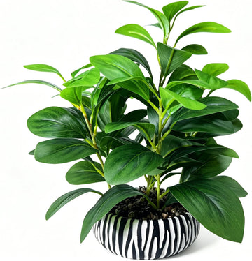 Realistic Artificial Potted Plant, Faux Indoor Greenery Living Room Bookshelf Bathroom Decor, Low-Maintenance