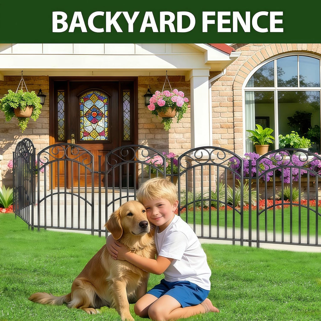 8 Panels No Dig Decorative Outdoor Garden Fences for Garden Yard Backyard , 32in(H)×18Ft(L) Metal Rustproof Thickened