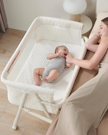 Bassinet Bedside Sleeper for Baby, 2 in 1 Baby Crib for Newborn, Bedside Bassinet with 4 Auto-Lock Wheels &