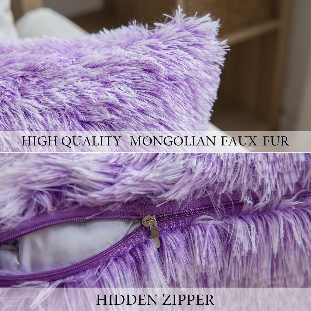 Pack of 2 Ultra Soft Fluffy Throw Pillow Covers Decorative Plush Shaggy Double-Sided Faux Fur Pillow Cases Cushions