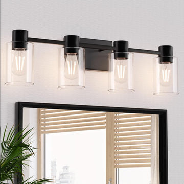 4-Light Modern Vanity Light Fixtures Over Mirror, Matte Black Bathroom Light Fixtures, Vanity Lights, Wall Sconce