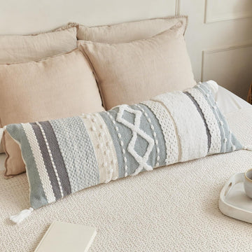Decorative Boho Lumbar Pillow Cover 14x36 - Beautiful Throw Pillow with Soft Texture